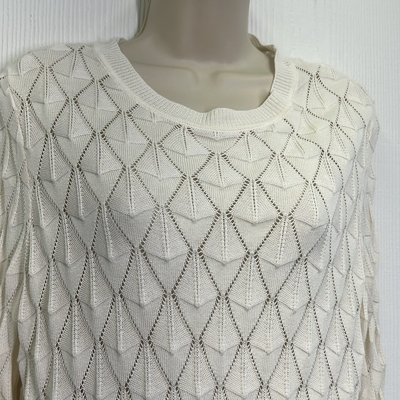 ModCloth - Looking Lively Geometric Pattern Knit Ivory Long Sleeve Sweater Med - Picture 4 of 10